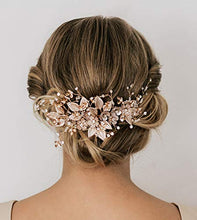 Load image into Gallery viewer, SWEETV Handmade Wedding Hair Comb Pearl Floral Leaf Bridal Hair Accessories for Brides and Bridesmaid