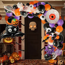 Load image into Gallery viewer, Random 1 Style Halloween Balloon Arch Garland Kit for Happy Halloween Party Decoration Haunted House Balloon Decor Set Eyeball Spooky Spider Web Bat Pumpkin Latex Black Orange Purple Balloons