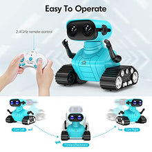 Load image into Gallery viewer, ALLCELE Robot Toys, Rechargeable Kids RC Robots for Girls & Boys, Remote Control Toy with LED Eyes & Music, for Children Age 3+ Years Old - Blue