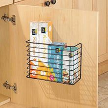 Load image into Gallery viewer, mDesign Kitchen Storage Basket – Practical Kitchen Accessories for Easy Storing – Wall-Mounted Wire Hanging Basket Suitable for Tin Foil, Wax Paper, and More – Bronze