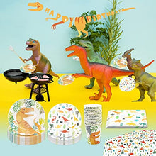 Load image into Gallery viewer, NAL Dinosaur Party Supplies Birthday Tableware Set Paper Plates, Dinosaur Cups and Napkins, for Kids Theme Party Decoration Serves 16 Guests