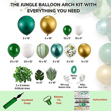 Load image into Gallery viewer, Party Plenty Green Balloon Arch Kit | Tropical Balloon Garland Kit with Pump | Jungle Theme Party Decorations for Boys and Girls' Birthday, Christening or Baby Shower | DIY Jungle Balloons Arch Kit