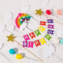 Load image into Gallery viewer, Gaosaili Rainbow Cake Decorations Happy Birthday Cake Topper Bunting with 6pcs Mini Balloon Sticks and Rainbow Cake Topper Cupcake for Boys and Girl Birthday Party Supplies
