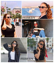 Load image into Gallery viewer, FEISEDY Small Cat Eye Sunglasses for round faces Vintage Square Shade Women Eyewear B2291