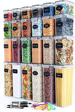 Load image into Gallery viewer, Airtight Food Storage Container Set - 24 Piece, Kitchen & Pantry Organization, BPA-Free, Plastic Canisters with Durable Lids Ideal for Cereal, Flour & Sugar - Labels, Marker & Spoon Set