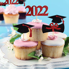 Load image into Gallery viewer, ELECLAND 2022 Graduation Cake Toppers Glitter 2022 Grad Cupcake Toppers Food Picks for Graduation Decorations Party Supplies