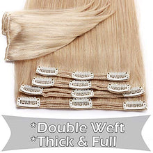 Load image into Gallery viewer, Remy Hair Extensions Clip in Human Hair Extension #24 Natural Blonde 16"- 130g Double Weft Straight 8 Pcs Full Head
