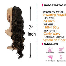 Load image into Gallery viewer, Long Wavy Ponytail Hair Extension for Black Women Drawstring Ponytail Hair Extensions Clip in Curly Synthetic Hairpiece