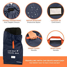 Load image into Gallery viewer, Car Seat Travel Bag - Strong Non Rip Nylon, Fits All Sizes, Navy, with Sun Shade