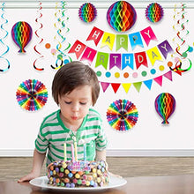 Load image into Gallery viewer, Premium Reusable Birthday Party Decorations - Birthday Decoration Set - Party Supplies - Happy Birthday Banner, Birthday Bunting, Honeycomb Decorations, Paper Lanterns Decorations, Pom Poms, Streamers