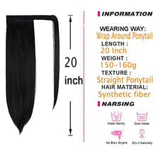 Load image into Gallery viewer, ZAIQUN Clip in Ponytail Extension Wrap Around Pony Tail Long Straight 20 Inch Synthetic Ponytail Hair Extensions Hair Pieces for Women(20'', Dark Black)