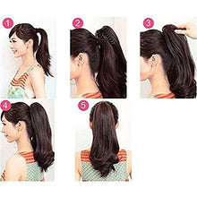 Load image into Gallery viewer, Claw on Ponytail Clip in Hair Extensions Straight Curly Wavy Long Hair Piece Pony Tail Synthetic Claw Jaw Ponytail Extensions 18" Curly Brown Mix Bleach Blonde