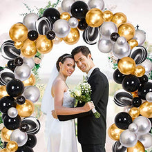 Load image into Gallery viewer, Black Gold Balloon Arch Kit, Chrome Black Gold and Silver Balloon Garland Arch Kit for Men Women Birthday Party Wedding Halloween, New Year, NYE, Eid Mubarak, Retirement, Graduation Party Decorations