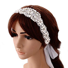 Load image into Gallery viewer, CHIC DIARY Crystal Bridal Wedding Belt Rhinestone Sash Applique Pearls Beaded Handcrafted Sparkle Sewn for Women Gown Evening Prom Clothes (White)