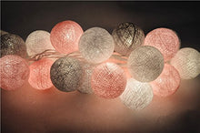 Load image into Gallery viewer, CHAINUPON 20 Cotton Ball String Fairy Night Lights LED Kid Children Bedroom,Home,Decor,Boys Girls Plug in Mains powered (20 Lights, Gray Pink)