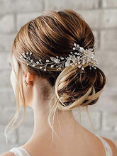 Load image into Gallery viewer, Vakkery Flower Bride Wedding Hair Vine Silver Pearl Hair Accessories Bridal Headband Headpiece for Women and Girls