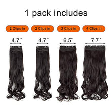 Load image into Gallery viewer, 4PCS 24 Inch Long Wavy Clip in Hair Extensions 11Clips Hair Extensions Synthetic Hair Pieces for Women Girls Full Head Set Thick Curly Wavy Synthetic Hair Extensions Dark Brown
