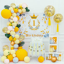 Load image into Gallery viewer, Yellow Balloons Arch Garland Kit, Pastel Yellow Balloons Macaron Yellow Grey Balloons Yellow White Balloons Artificial Sunflower Vine Metallic Gold Balloons Gold Confetti Balloons