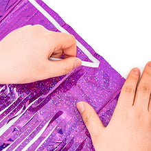 Load image into Gallery viewer, BRAVESHINE Purple Metallic Tinsel Curtains, Foil Fringe Shimmer Curtain Streamer Party for Mother's Day Purple Baby Shower Decorations Wedding Lilac Mermaid Theme Birthday Party (2Pack, 1x2.5m)