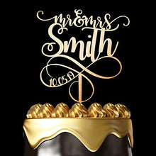 Load image into Gallery viewer, Personalized Cake Toppers for Wedding - Customize Your Own Wedding Cake Topper by Choosing Design, Color, Text and Size – Made in UK. (Gold, 8 Inch)