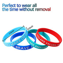 Load image into Gallery viewer, 60 Pieces Motivational Quote Rubber Wristbands Colored Inspirational Silicone Bracelets Stretch Unisex Wristbands for Women Men Teen Gifts, 20 Styles