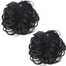 Load image into Gallery viewer, 2 PCS Messy Hair Bun Extension Wrap On Updo Hairpiece Ponytail Scrunchy Hairpiece-Black 1