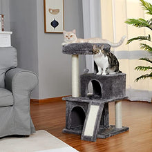 Load image into Gallery viewer, Amazon Brand – Eono Cat Tree 86cm Sisal Scratching Post Kitten Furniture Plush Condo Playhouse with Dangling Toys Cats Activity Centre Grey