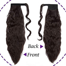 Load image into Gallery viewer, Silk-co 20" Ponytail Hair Extension Clip in/on Corn Wave Pony Tail Magic Paste Curly Synthetic Wrap Around Extension Hairpiece -Dark Brown