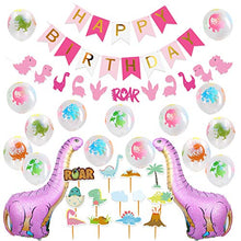 Load image into Gallery viewer, Dinosaur Party Decorations for Pink Dinosaur Balloons Garland Happy Birthday Banner for 1st Birthday Baby Shower Decorations