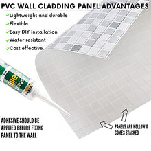 Load image into Gallery viewer, Novecrafto Grey Mosaic Pattern PVC Wall Cladding Panels - Real Tile Look & Feel 3D Design - 20 panels - 9 sqm | 96.8 sqf PVC Plastic Panelling Sheets For Bathroom & Kitchen Splashback & Backsplash