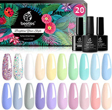 Load image into Gallery viewer, Beetles Gel Nail Polish - 20 Pcs Gel Nail Polish Set Pastel Paradise Soak Off Nail Gel Polish Nude Gray Pink Blue Glitter Gel Polish Starter Kit with Glossy Matte Top Base Gel Coat Easter Decoration