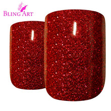 Load image into Gallery viewer, Bling Art False Nails French Manicure Red Gel Glitter Glossy Medium Tips UK