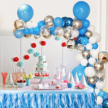 Load image into Gallery viewer, TAZYIN Balloon Arch Kit Blue, White Balloon Garland -125 PCS For Birthday Decorations, Silver Balloons with Strip, Knotter for Birthday Party Boy & Girl, Wedding Bridal Engagement, Baby Shower