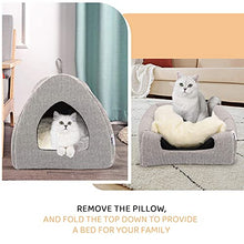 Load image into Gallery viewer, Docatgo Pet Tent Cave Igloo Bed for Cats/Small Dogs - 38x38x40cm 2-In-1 Cat Tent/Cat Bed House with Removable Washable Cushion Pillowslip - Microfiber Indoor Outdoor Pet Beds