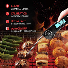 Load image into Gallery viewer, Meat Thermometer, DOQAUS Instant Read Cooking Thermometer, Digital Food Thermometer, Backlight LCD Screen Foldable Long Probe & Auto On/Off, Perfect for Kitchen Cooking, BBQ, Water,Meat, Milk (Black)
