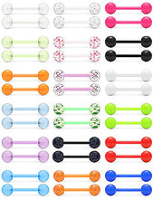 Load image into Gallery viewer, Ftovosyo 14G 16mm Glow in Dark Flexible Acrylic Straight Tongue Nipple Ring Retainer Body Piercing Jewelry for Women Men 6-36PCS