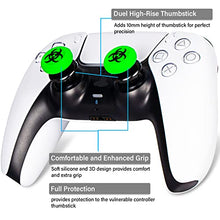 Load image into Gallery viewer, Playrealm FPS Thumbstick Extender & 3D Texture Rubber Silicone Grip Cover 2 Sets for PS5 Dualsenese & PS4 Controller (BioH Green)