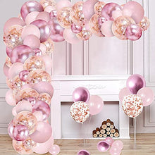 Load image into Gallery viewer, Balloon Arch Kit, GRESAHOM Metallic Red Pink Garland Kit, Birthday Decoration Metallic Rose Gold Confetti Balloons, Party Decoration Supplies Birthday Balloons for Girl Woman, Party,Graduation,Wedding