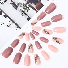 Load image into Gallery viewer, Brishow Coffin False Nails Short Fake Nails Gold Glitter Press on Nails Ballerina Acrylic Full Cover Stick on Nails 24pcs for Women and Girls (b)