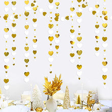 Load image into Gallery viewer, 52Ft White and Gold Love Heart Garland Hanging Paper Streamer Banner for Anniversary Bachelorette Engagement Wedding Bridal Shower Birthday Father's Mother's Day Valentines Christmas Party Decorations
