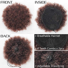 Load image into Gallery viewer, Xtrend Natural Black Afro Ponytail Drawstring Short Afro Kinky Curly Pony Tail Curly Hair Synthetic Fiber Puff Ponytail Wrap Updo Hair Extensions with 2 Clips for Black Women 1B