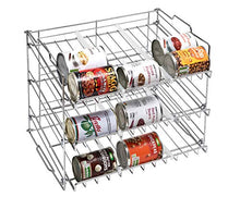 Load image into Gallery viewer, Amtido 3 Tier Stackable Can Rack Holder - Kitchen Organiser for Canned Goods - Chrome Finish