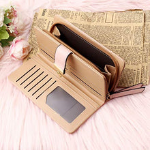 Load image into Gallery viewer, Pink Leather Long Purse, Cute Women Leather Wallet Purses Women Fashion Long Purse Ladies Purse Clutch Holder Case Leaf Pendant Coin Zipper Long Purse