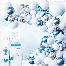 Load image into Gallery viewer, Blue Balloon Arch Garland Kit, 103pcs with Latex Blue Balloons, White Balloons Macaron Blue Silver Confetti Balloons for Birthday Decoration Graduation Wedding Baby Shower Balloons Party Supplies