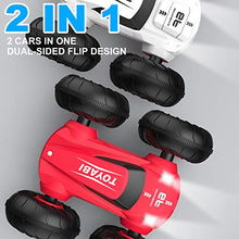 Load image into Gallery viewer, Remote Control Cars - GizmoVine Flip Stunt Rally Car - 2.4GHz 2 in 1 Reversible Design 360° Spins RC Car - RC Stunt Vehicle for Kids Age 6-12, Cool Stunts, Tricks, LED Headlight, AAA Battery Powered