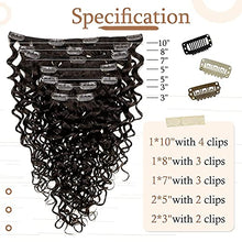 Load image into Gallery viewer, Easyouth Clip in Hair Extensions Real Human Hair Natural Wavy Clip in Extensions Curly Hair Darkest Brown Hair Extensions Clip in 22 Inch 100g 7Pcs