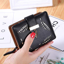 Load image into Gallery viewer, Ladies Purse Wallet, Womens Small Bifold Leather Purses Handbag with Cash/ID/Credit Card Holder Hollow Leaf, Ladies Vegan Coin Purses Wallet Money Bags with Zip Birthday Xmas Gifts for Women Girls