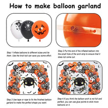 Load image into Gallery viewer, YHmall 125Pcs Halloween Balloons Arch Garland Kit Black Orange Balloons Confetti Latex Balloons with Pumpkin Ghost Bat Spiders Eyeballs for Kids Children Theme Party Decoration