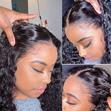 Load image into Gallery viewer, Brazillian Deep Wave Frontal Wig Transparent Lace Front Human Hair Wigs 13X4 Lace Frontal Deep Curly 4X4 Closure Wig 4 X 4 32inch 180%