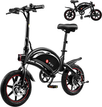 Load image into Gallery viewer, DYU Folding Electric Bike, 14 inch Portable E-bike, Smart Electric Bicycle with Pedal Assist, 3 Riding Modes City EBike with Battery Indicator, Height Adjustable, Compact Portable, Unisex Adult